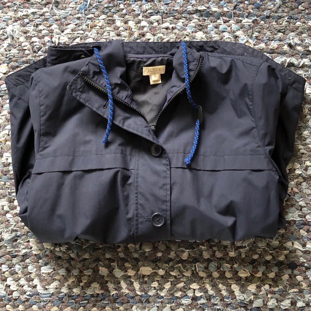 J. Crew navy raincoat